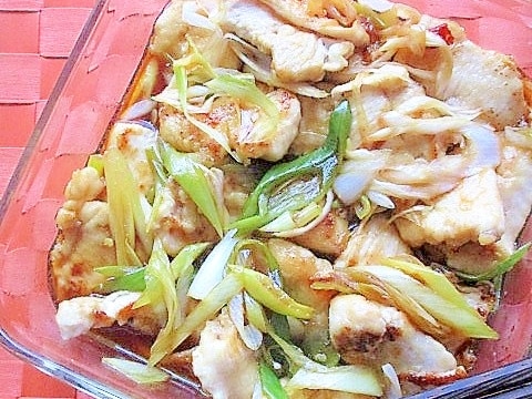 作り置きおかず♪鷄むね肉のネギ南蛮漬け